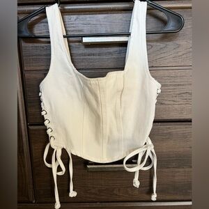 Altar'd State Cream Lace-Up Corset Crop Top